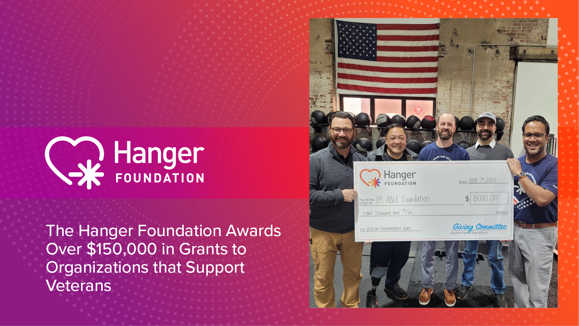 The Hanger Foundation Awards Over $150,000 in Grants to Organizations that Support Veterans
